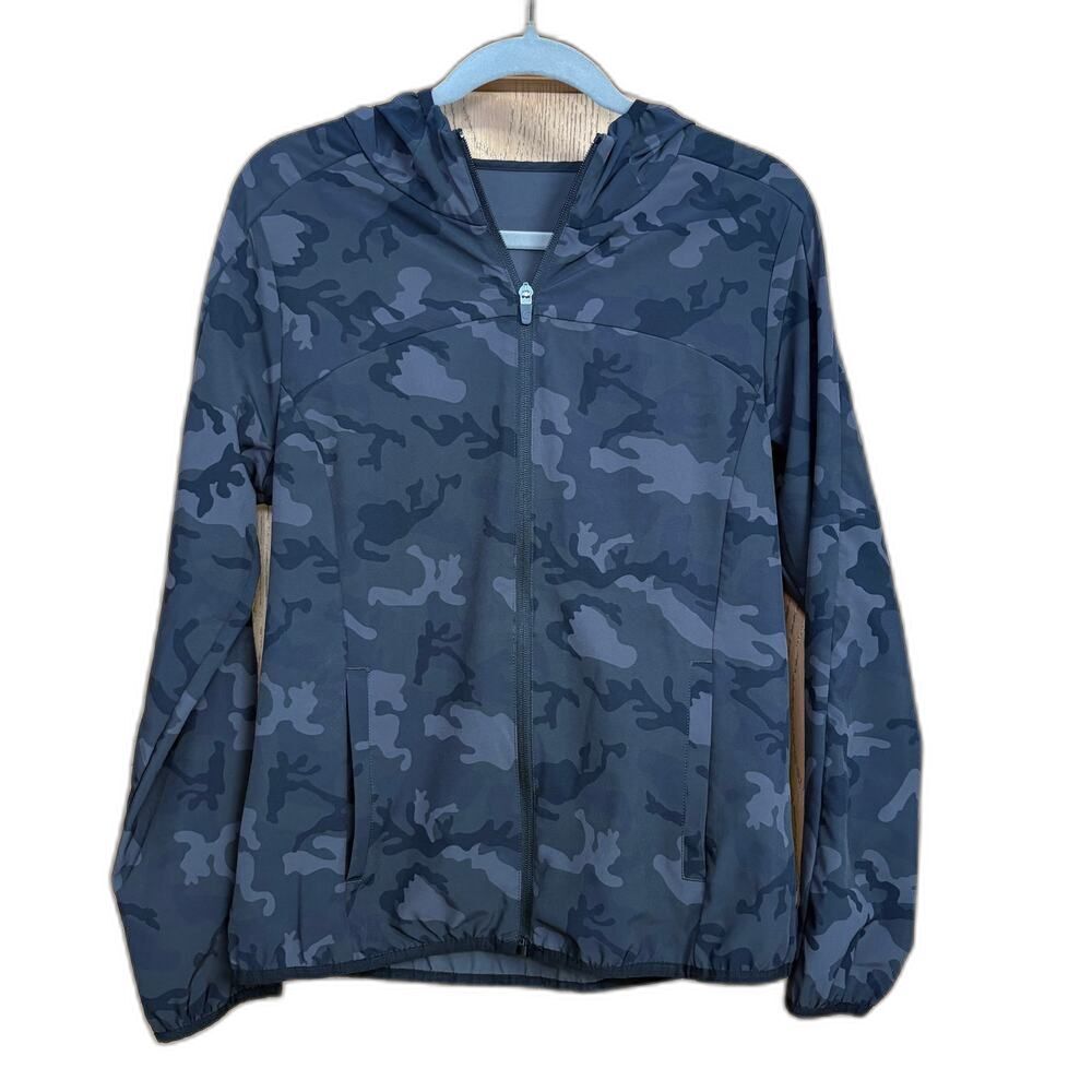 Zyia Active Women Medium Camouflage Jacket Full Zip Ponytail Hole Windbreaker